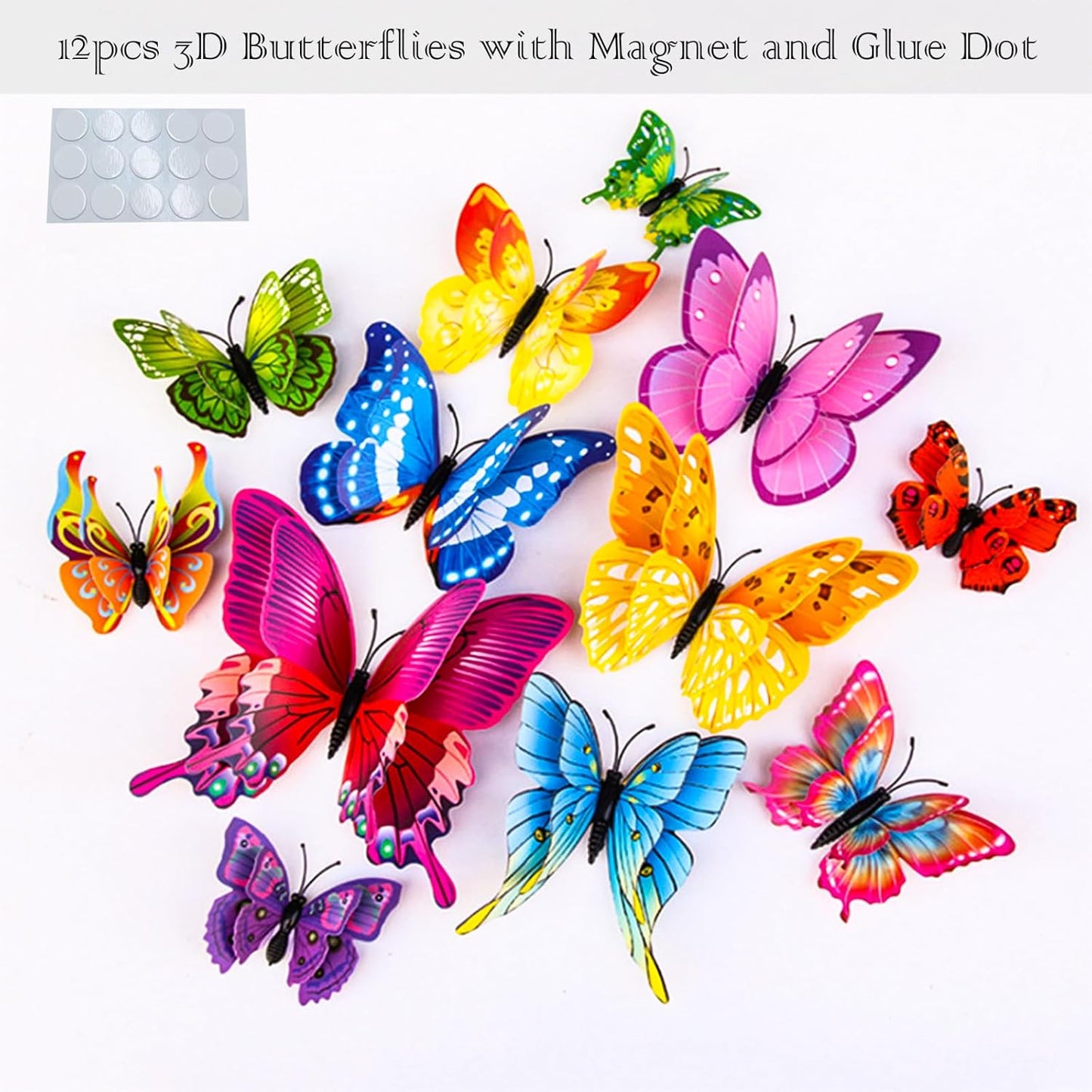 3 Pack Battery Lighted Branch Flowers Lights with 12 Colored 3D Butterfly Indoor Bedroom