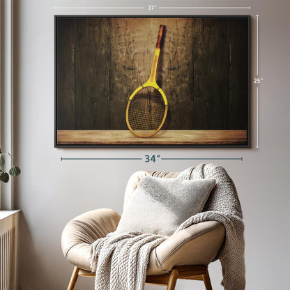 ElephantStock Vintage Tennis Racket Wall Art - Horizontal Framed Canvas - 1-Piece Living Room Wall