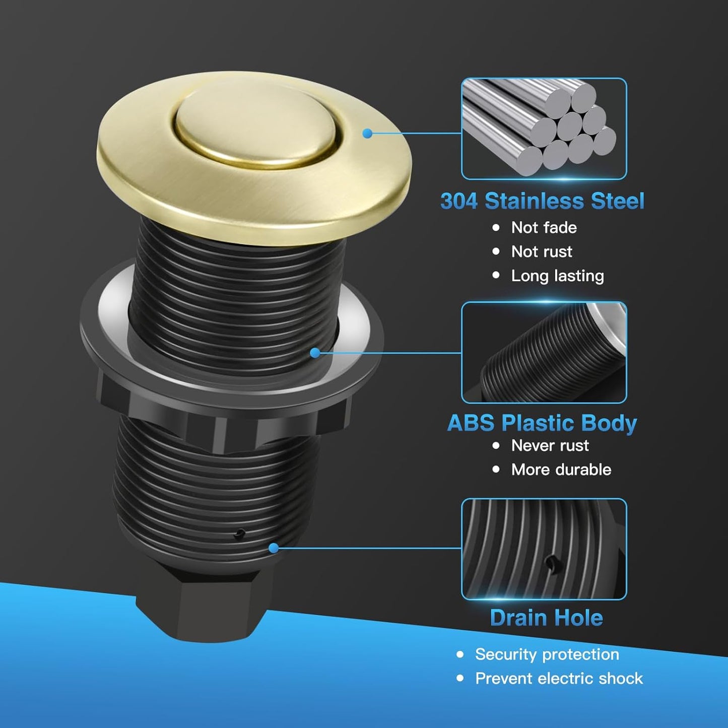 Garbage Disposal Air Switch Kit, UL Certified Professional Garbage Disposal Switch Button Power