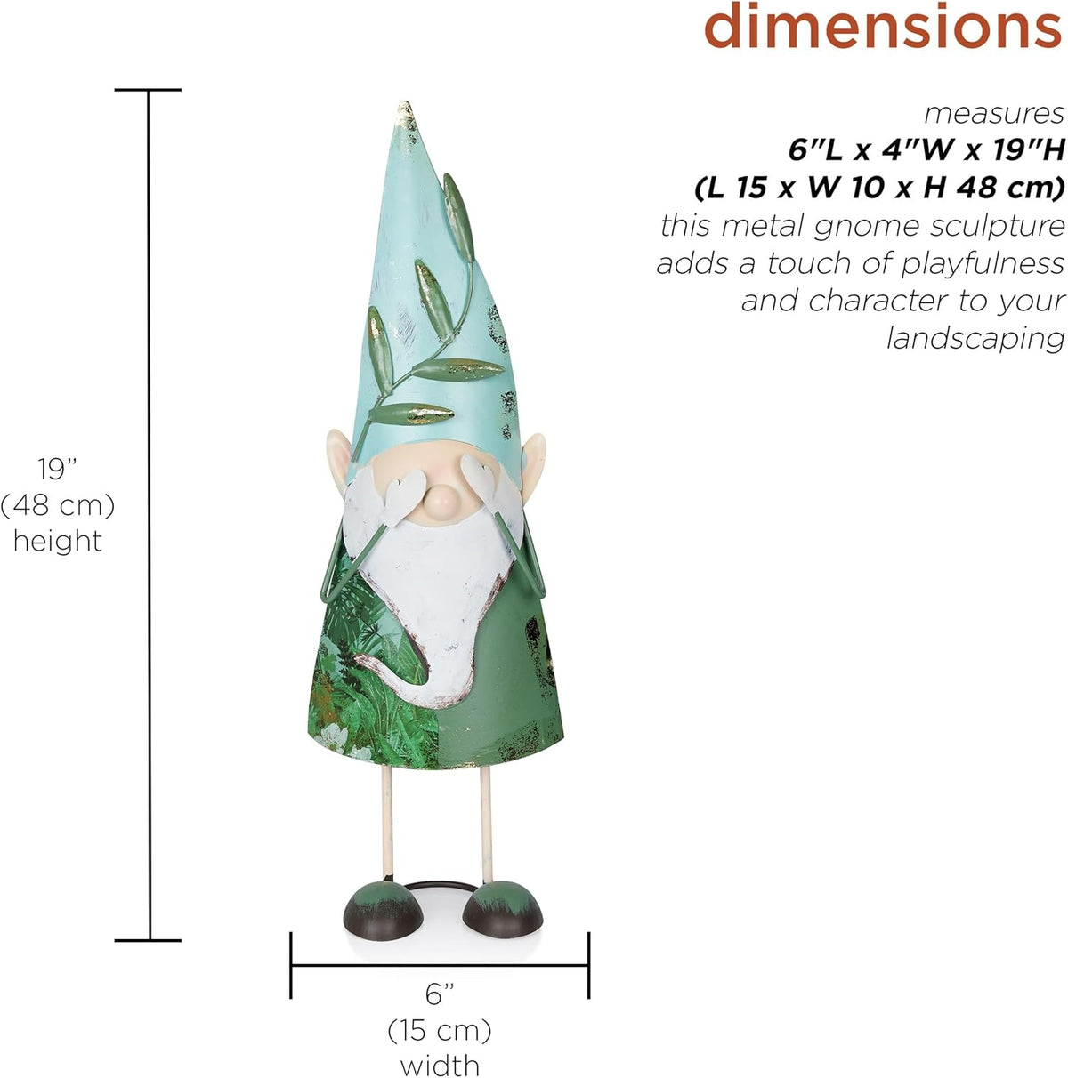 Alpine Corporation MCC798HH See No Evil Metal Gnome Decor, Whimsical Playful Décor for Patio &