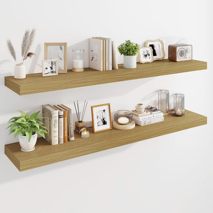 Marsmiles 55" Floating Shelves for Wall, Wooden Shelves with Invisible Brackets Set of 2, Rustic