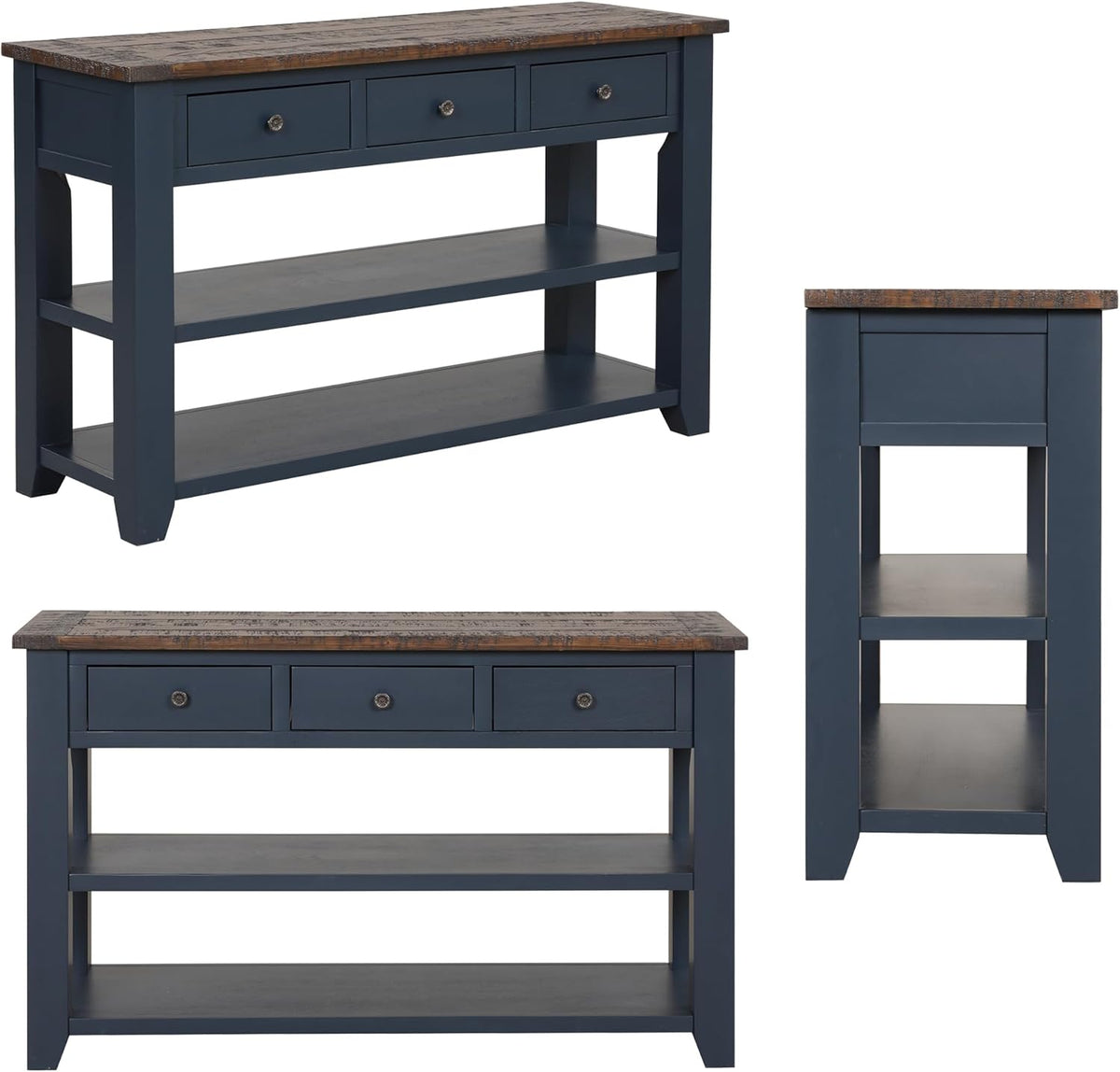 Farmhouse Wood Entry Console Table 48-Inch Modern Sofa Entryway Table with Drawers and Storage