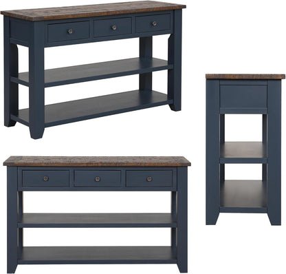 Farmhouse Wood Entry Console Table 48-Inch Modern Sofa Entryway Table with Drawers and Storage
