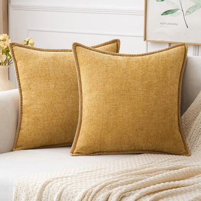MIULEE Pack of 2 Couch Throw Pillow Covers 16x16 Inch Gold Farmhouse Decorative Pillow Covers with