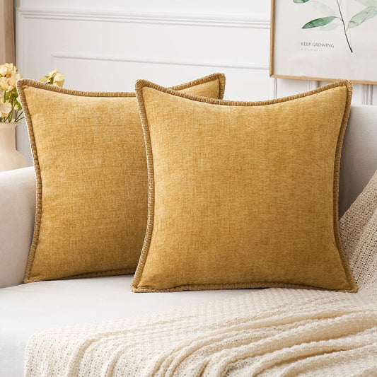 MIULEE Pack of 2 Couch Throw Pillow Covers 16x16 Inch Gold Farmhouse Decorative Pillow Covers with