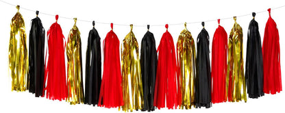 Black-Red Gold Party-Decorations Tassel Garland - 15pcs Graduation Tassels Banner Birthday Casino
