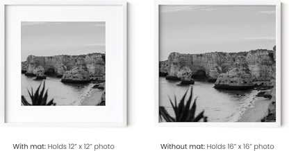 HAUS AND HUES 16x16 White Metal Picture Frames Matted to 12x12 - Features Premium Aluminum &