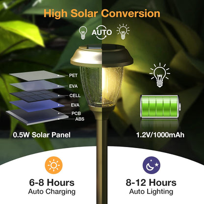 XMCOSY+ Solar Lights Outdoor 10/25 LM LED with 2 Lighting Modes, Solar Garden Lights Glass and