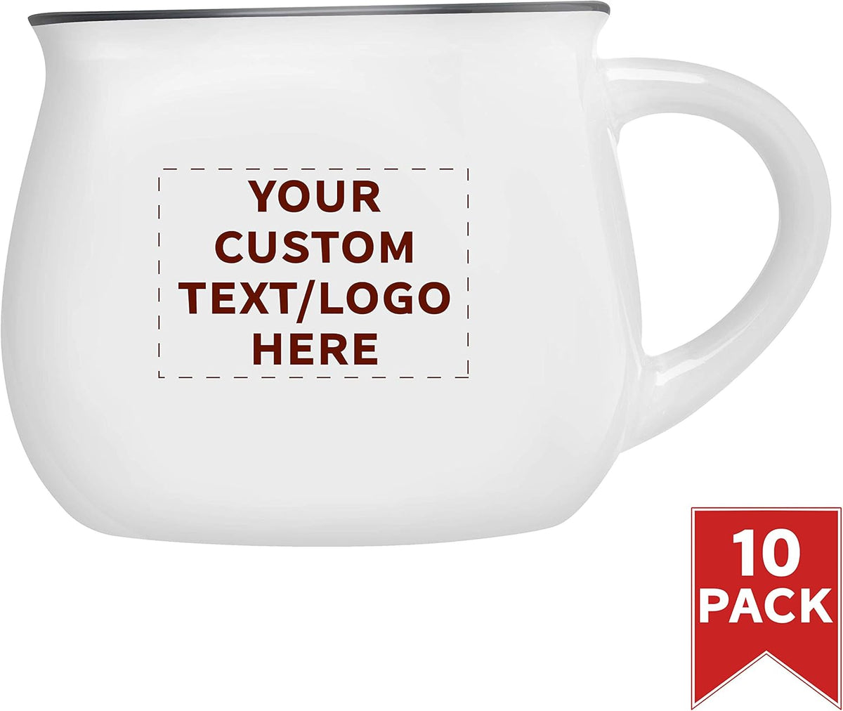 Custom Glazed Campfire Coffee Mugs 12 oz. Set of 10, Personalized Bulk Pack - Perfect for Coffee