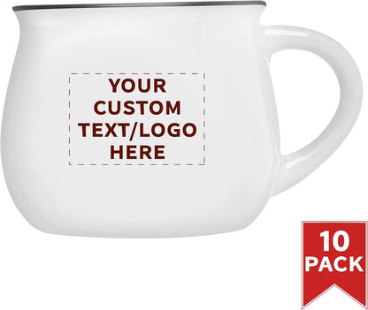 Custom Glazed Campfire Coffee Mugs 12 oz. Set of 10, Personalized Bulk Pack - Perfect for Coffee