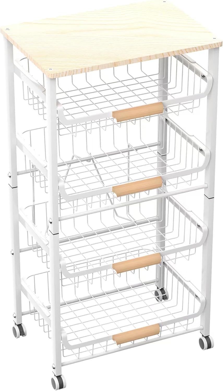 5-Layer Fruit Basket Kitchen Food Storage Organizer and Storage Rack, Stackable Storage cart with