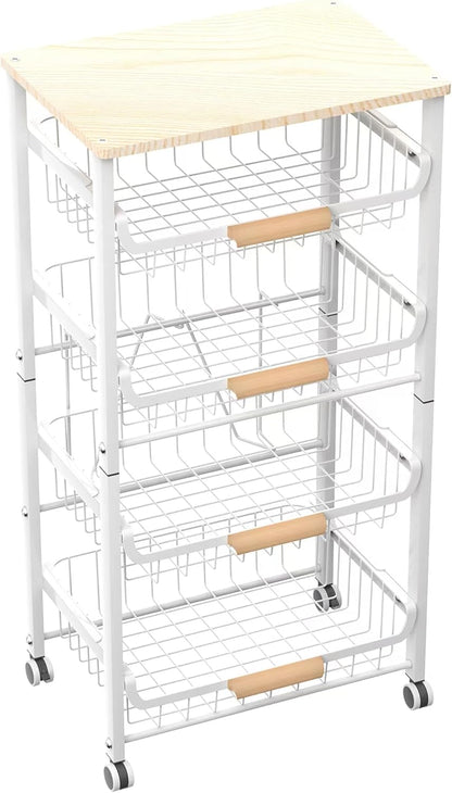 5-Layer Fruit Basket Kitchen Food Storage Organizer and Storage Rack, Stackable Storage cart with
