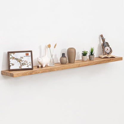 55 Inch Floating Shelves for Wall, Elm Wood Floating Shelves for Home Décor, Wall-Mounted Display