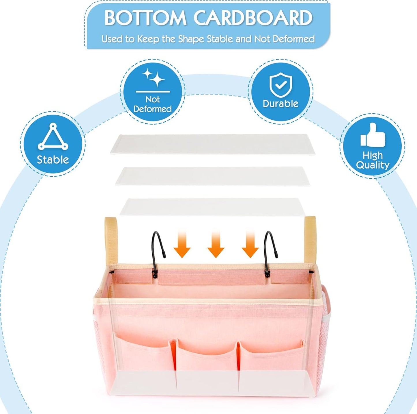 Bedside Storage Caddy/Bedside Hanging Storage Bag for Headboards Bunk Beds Dorm Rooms Book Phone