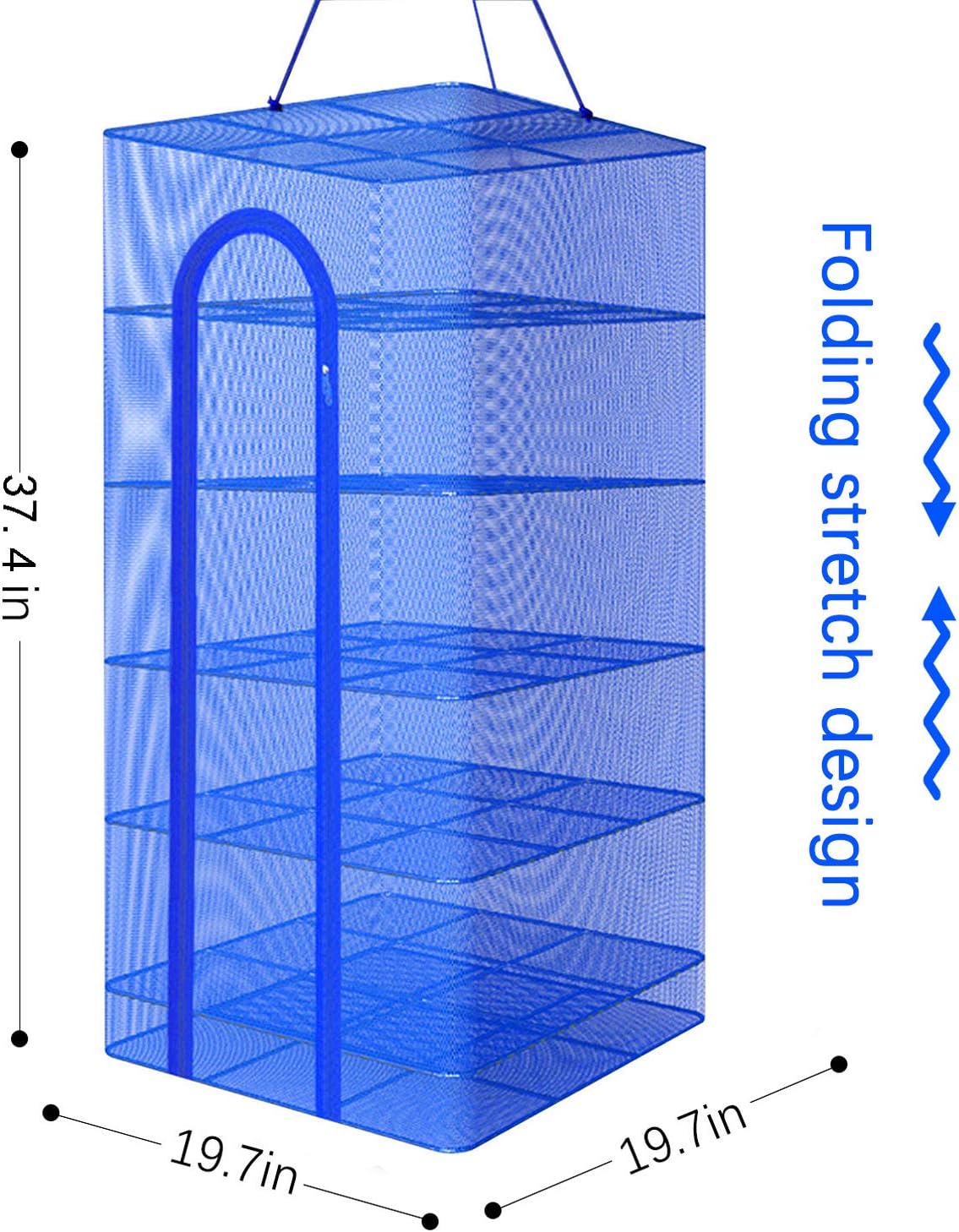 Hwayslon Hanging Drying Net Foldable Drying Rack Net Dryer 19.7"x19.7"x37.4" 6 Layer Folding Fish