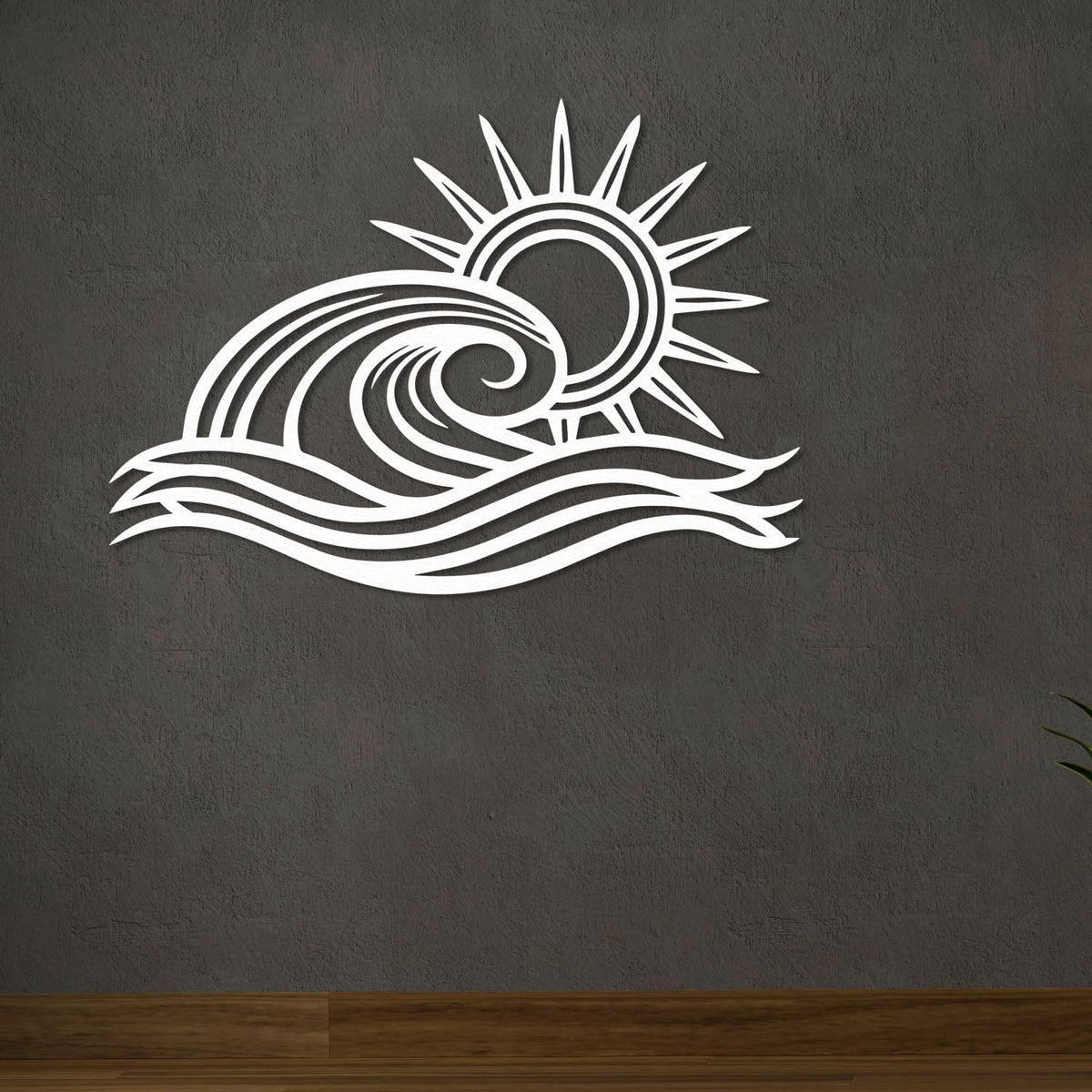 Wita Home Ocean Wave Metal Wall Art, Sun Beach Decor, Coastal Large Wall Sculpture for Home