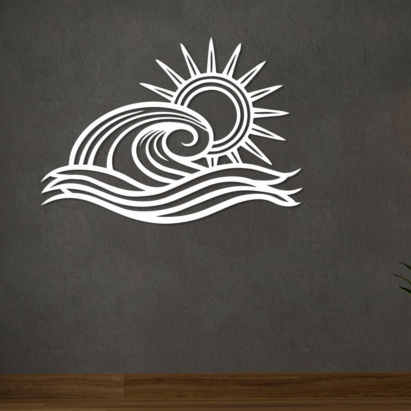 Wita Home Ocean Wave Metal Wall Art, Sun Beach Decor, Coastal Large Wall Sculpture for Home