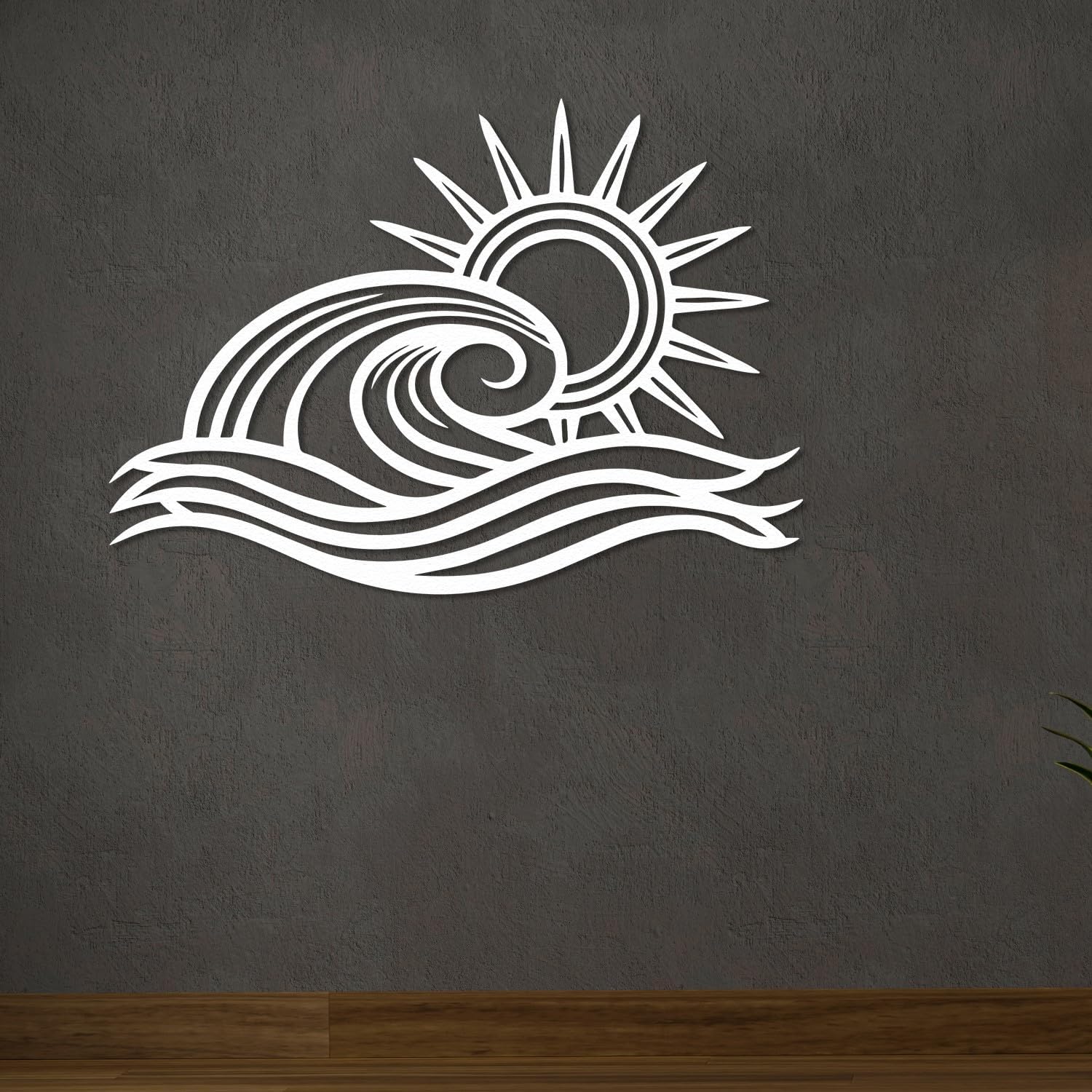 Wita Home Ocean Wave Metal Wall Art, Sun Beach Decor, Coastal Large Wall Sculpture for Home