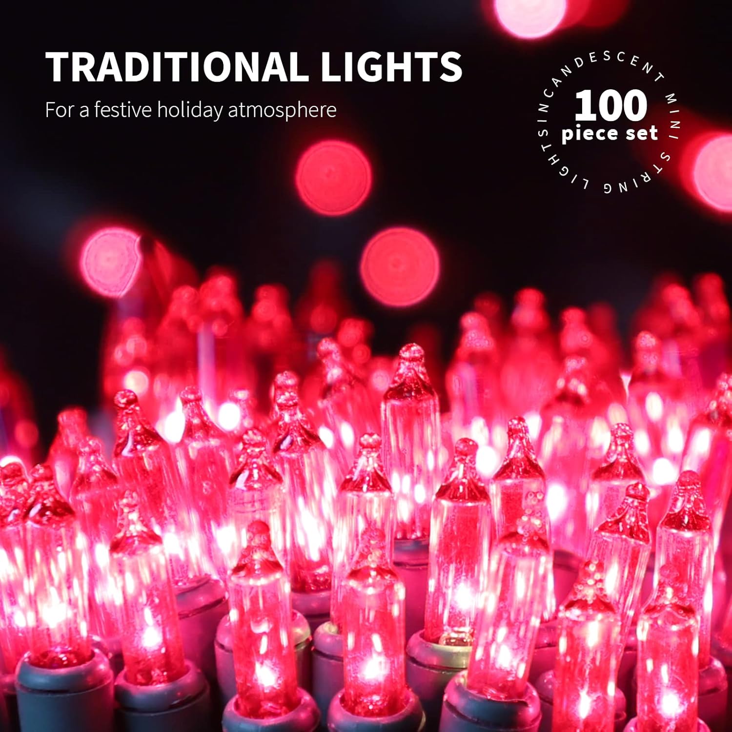 100LIGHTS PINK Extra-Bright With End Connectors Christmas Decorative Lights 5.98m UL Certified Mini