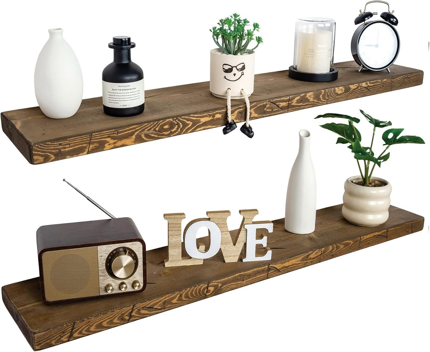 BGMG Floating Shelves 48 inch Long, Distressed,Wide Rustic Wooden Wall Shelves for Bathroom Living