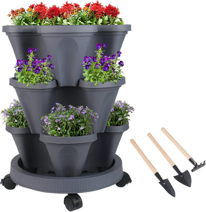 Vertical Planter 3 Tier Stackable Planters Garden Planters Strawberry Herb Flower and Vegetable
