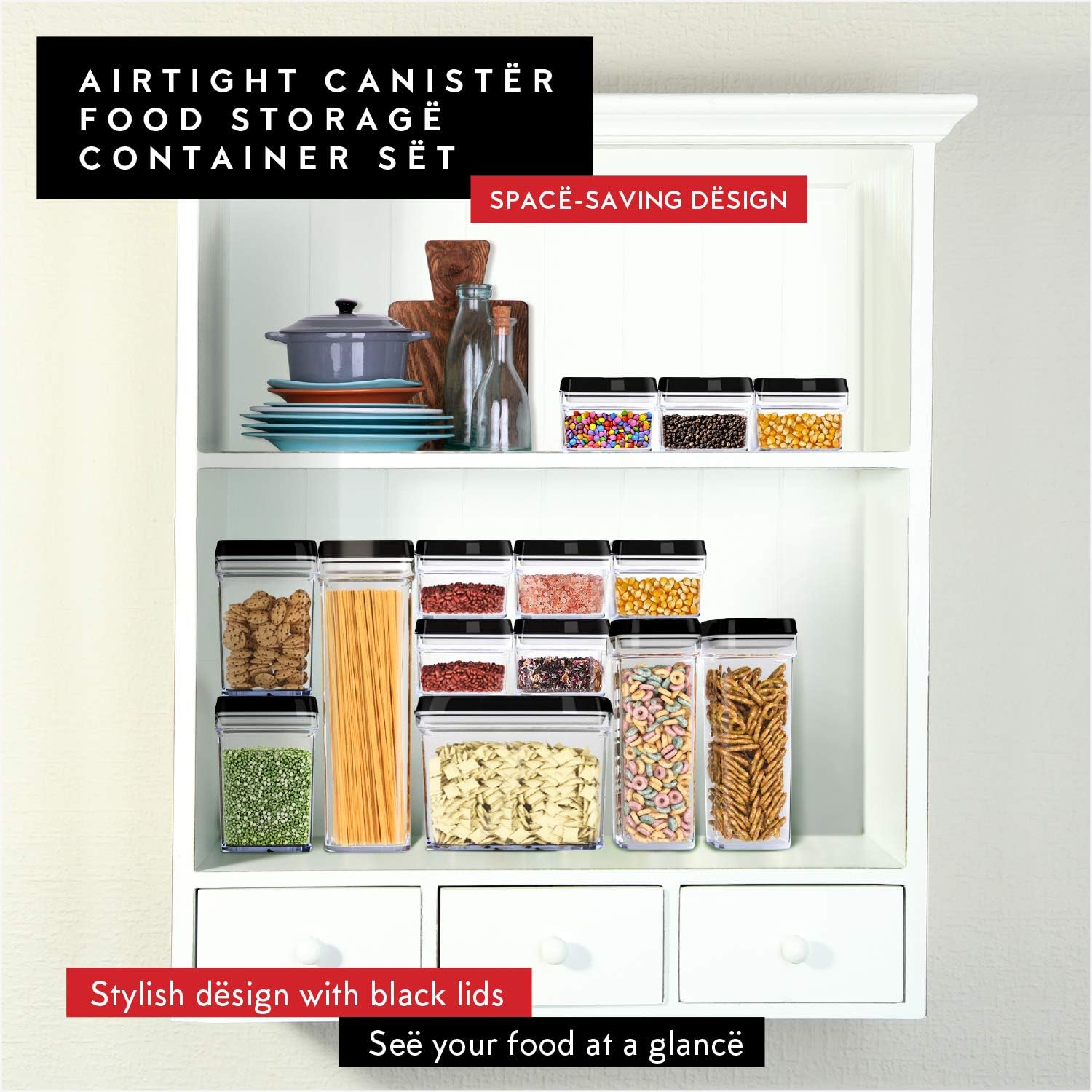 DWËLLZA KITCHEN Mini Airtight Food Storage Containers with Lids – Set of 6 Clear Plastic Small
