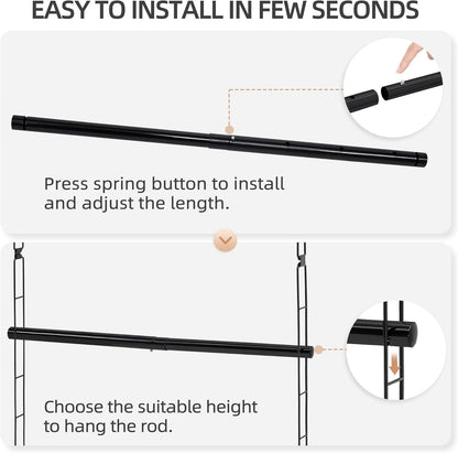 STORAGE MANIAC Hanging Closet Rod, Adjustable Width and Height Closet Hanging Organizer