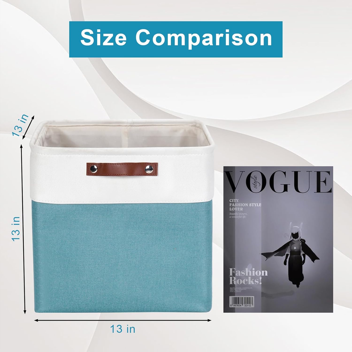 13x13 Cube Storage Bins, Collapsible Fabric Storage Box, 4 Pack Closet Baskets with Handles for
