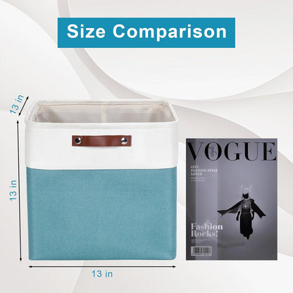 13x13 Cube Storage Bins, Collapsible Fabric Storage Box, 4 Pack Closet Baskets with Handles for
