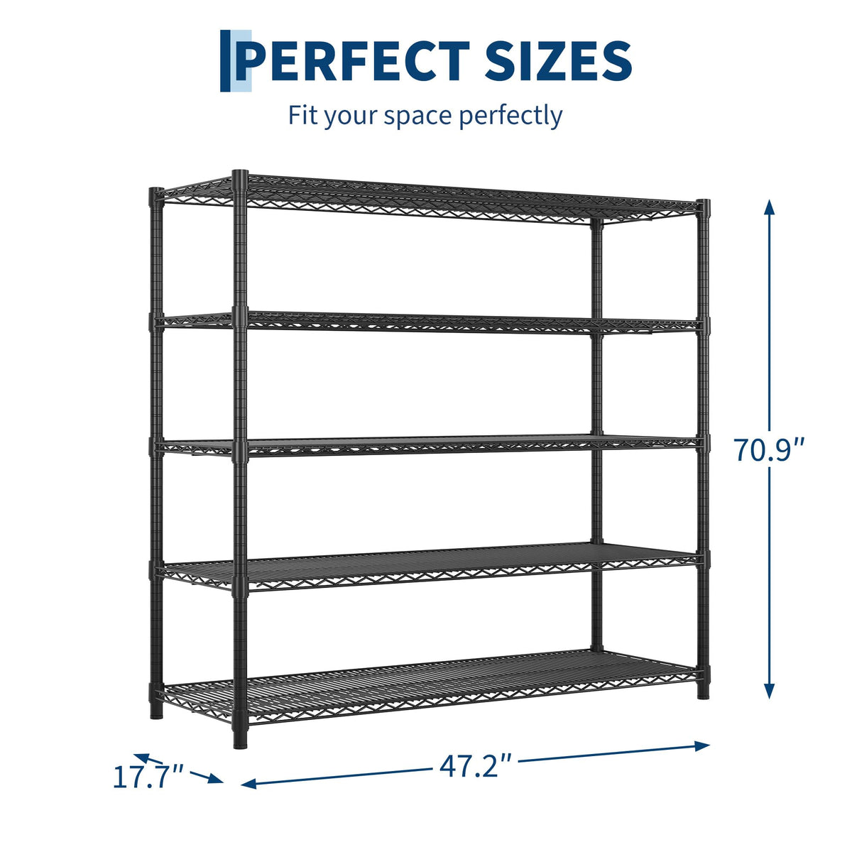 Garvee 5-Tier Wire Shelving 3200LBS Heavy Duty Storage Shelves Garage Rack