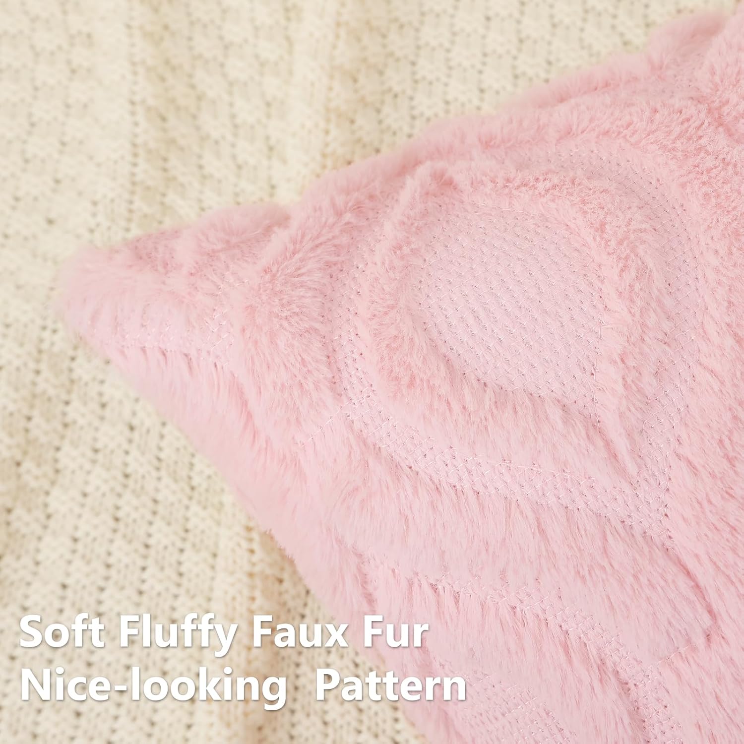 decorUhome Throw Pillow Covers 20x20 Inch Set of 2, Soft Plush Decorative Faux Fur Light Pink Solid