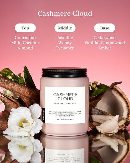 M&SENSE Creamy Almond Milk Scented Candles, 19.4oz 110 Hour Long Lasting 2 Wick Organic Natural Soy