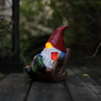 Solar Garden Gnomes Outdoor Statue with Solar Lights,7.1“ Figurine Lights Solar Garden Yard