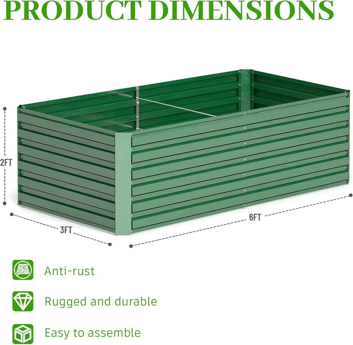 6x3x2 ft Raised Garden Bed, Large Metal Planter Raised Beds, Planters for Outdoor Plants for