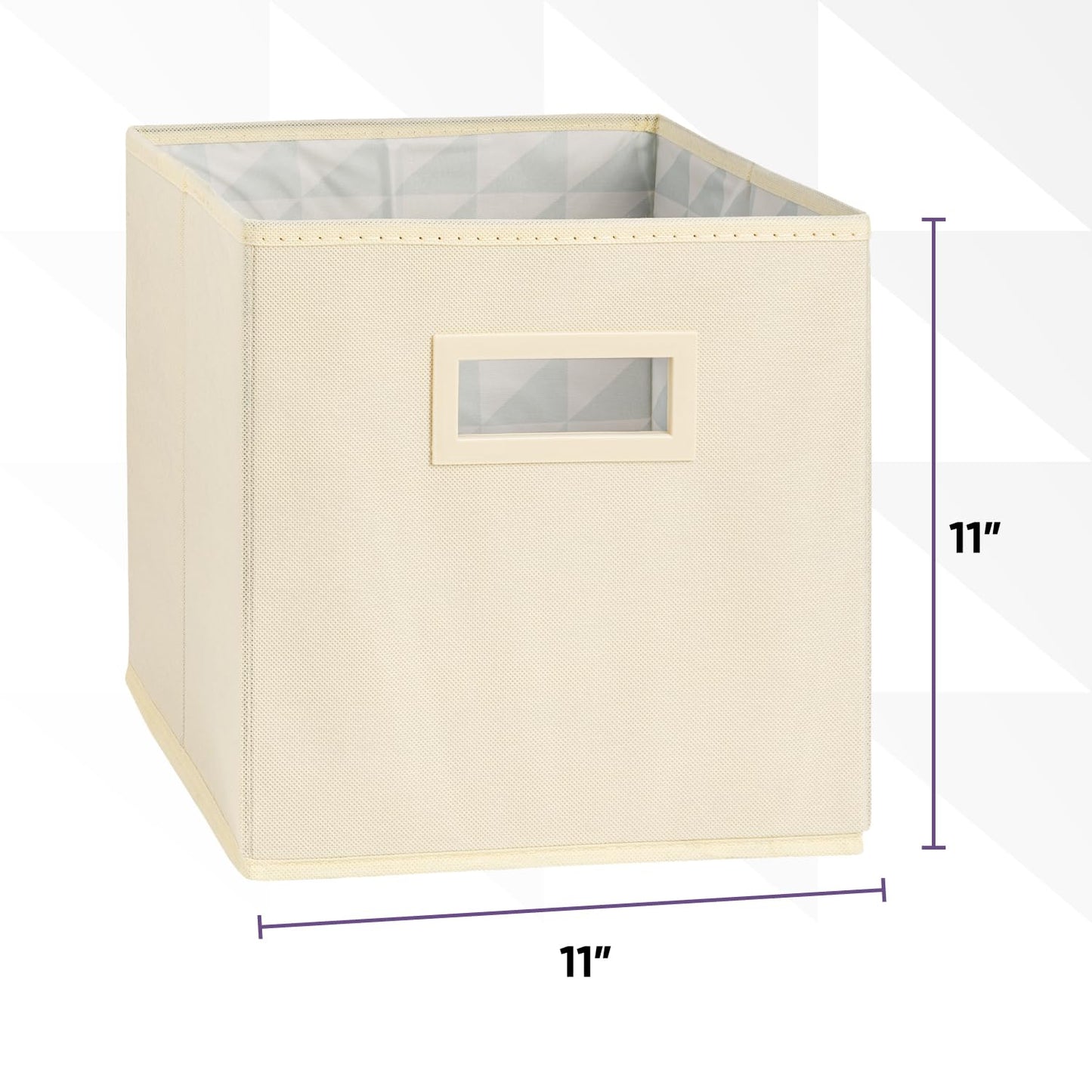 Superio Fabric Storage Basket for Shelves, Cube Bin for Cubby, 10.75 x 10.75 Foldable Open Storage