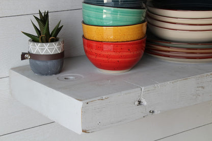 Urban Legacy Reclaimed Barn Joist Deep Floating Shelves | Deep Shelves with Low Profile Shelf