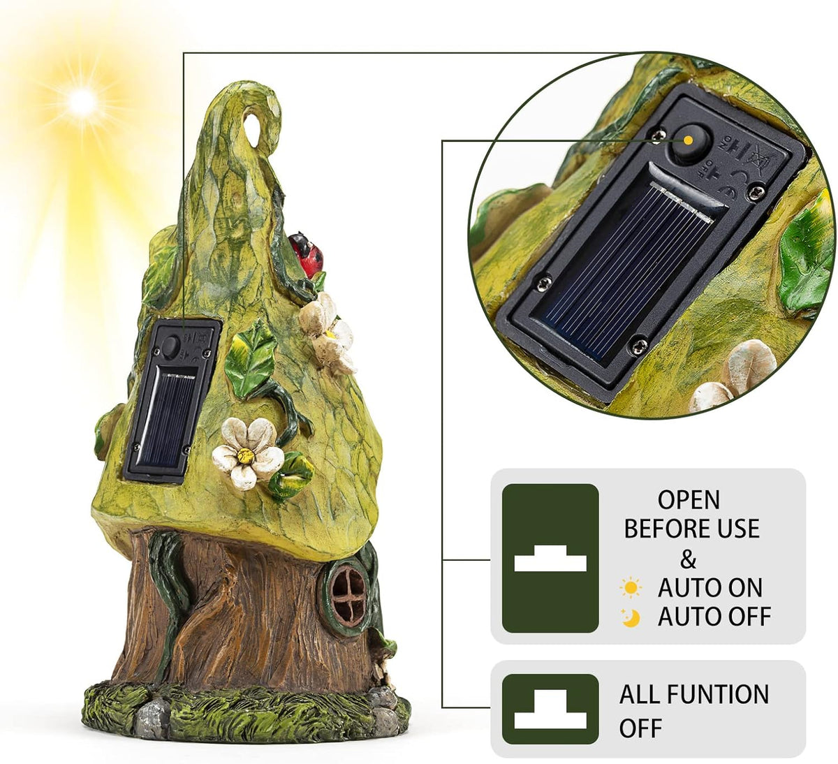 Garden Decor Outdoor Solar Statues, 9.4Inch Resin Fairy Garden Solar Lights Birthday Gifts for