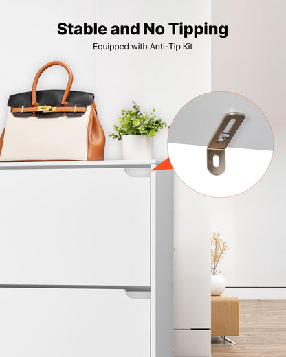 VEVOR Shoe Cabinet with 3 Flip Drawers, Modern Shoes Storage Cabinet with Anti-Tipping Device