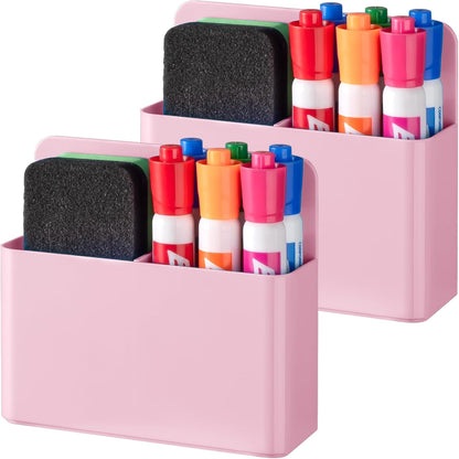 BEYGORM 2 Pack Plastics Magnetic Pen Holder for Refrigerator, Dry Erase Marker Holder for