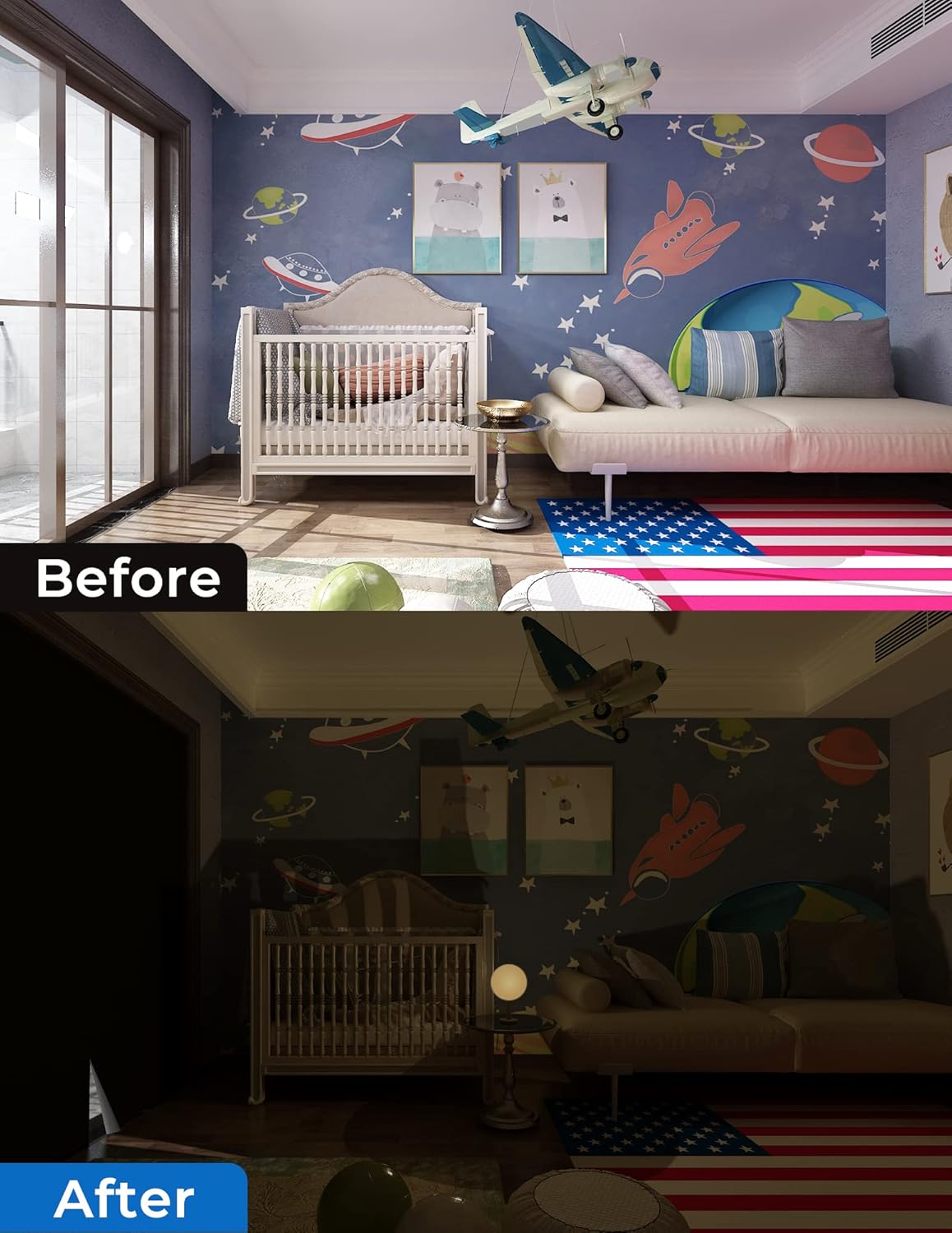 Sumobaby Blackout Curtains for Bedroom 84"x70"Portable Black Out Window Cover with Heat-Resistant