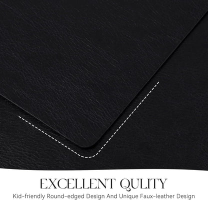 MOSAYT Vinyl Placemats Set of 6-12 X 17 Inch - Faux Leather 100% Waterproof Oil-Proof Wipeable PU
