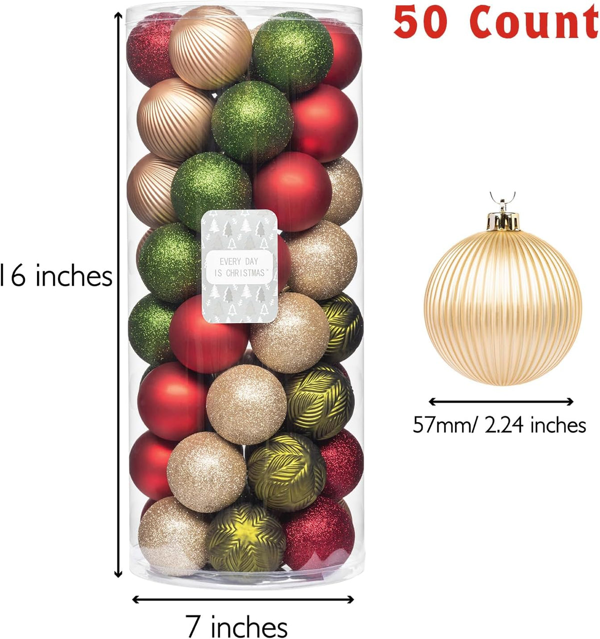 Every Day is Christmas Ornaments, Shatterproof Christmas Tree Ornament Set, Christmas Balls