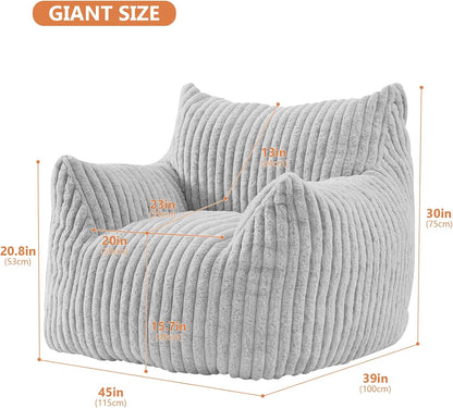 Giant Bean Bag Chairs for Adults with Filling Plush Fluffy Bean Bag Chairs for Teens with Armrests