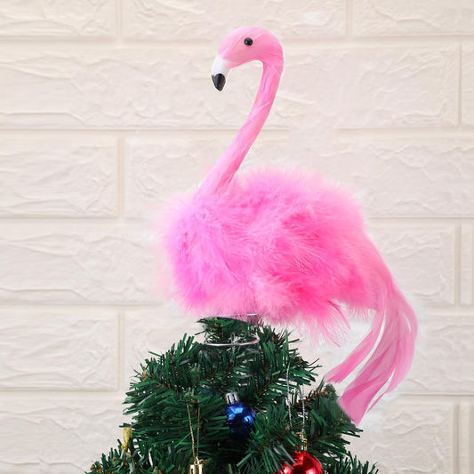 Retisee Flamingo Christmas Tree Topper Artificial Feather Flamingo Christmas Flamingo Tree Topper