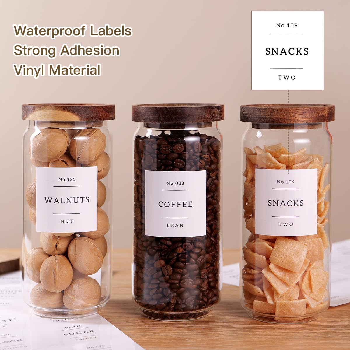 3 Set Glass Pantry Storage Jars with Acacia Airtight Lid - 35oz Thicken Glass Kitchen Canisters