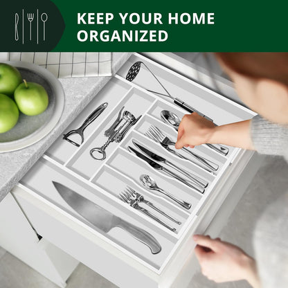 ROYAL CRAFT WOOD Luxury Bamboo Kitchen Drawer Organizer - Silverware Organizer - Utensil Holder and