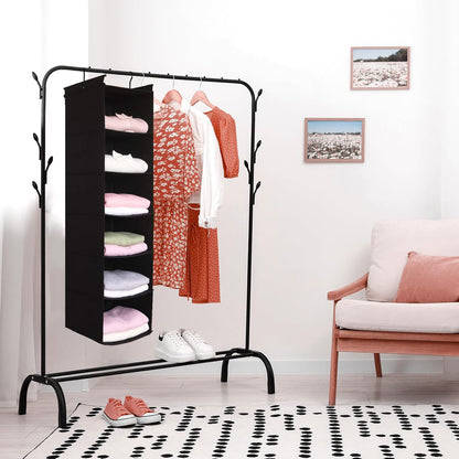 MAX Houser 6 Tier Shelf Hanging Closet Organizer, Closet Hanging Shelf with 2 Sturdy Hooks for