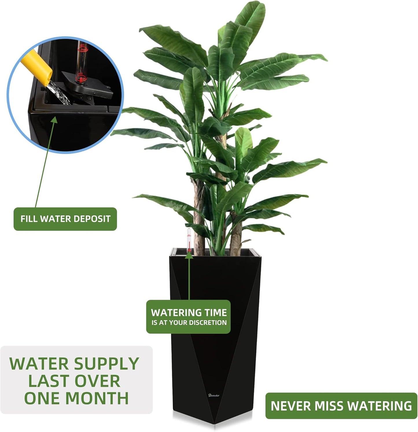 Dexceder 24 Inches Tall Self Watering Planter Diamond High Gloss Indoor Outdoor, Thickened Rhombus