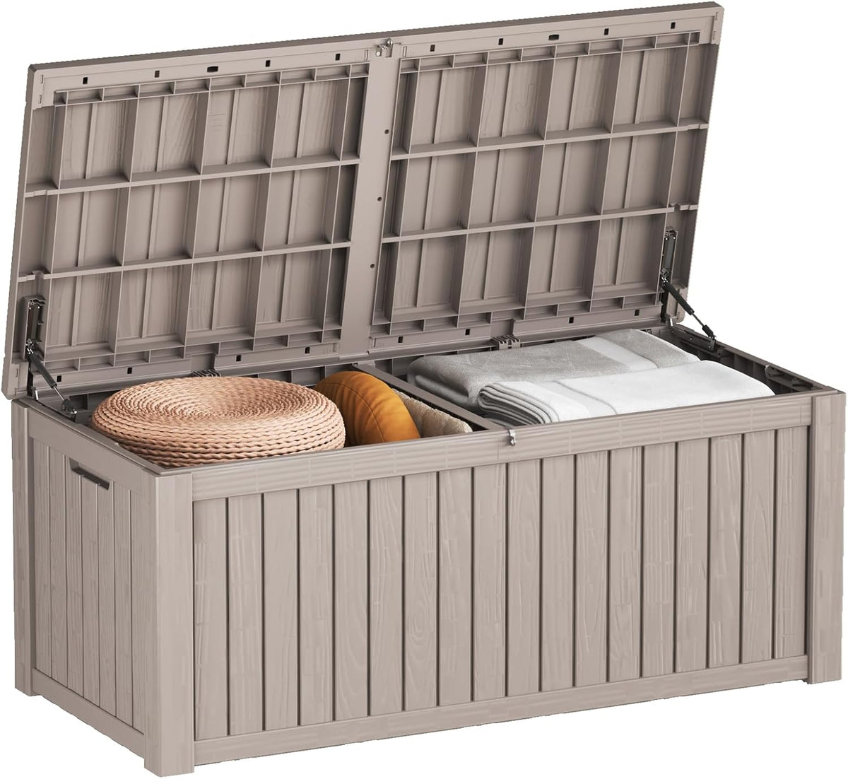 180 Gallon Outdoor Storage Box Waterproof Lockable Resin Deck Box Large, Patio Storage Bin for Pool