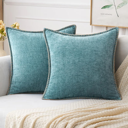 MIULEE Pack of 2 Couch Throw Pillow Covers 18x18 Inch Coastal Smoke Blue Farmhouse Decorative